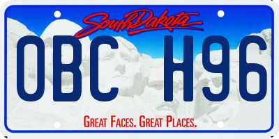 SD license plate 0BCH96