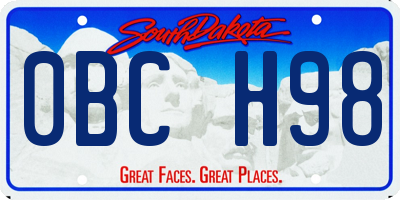 SD license plate 0BCH98