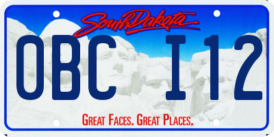 SD license plate 0BCI12