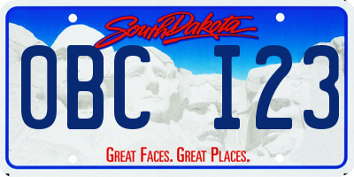 SD license plate 0BCI23