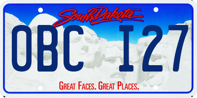 SD license plate 0BCI27