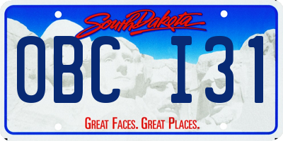 SD license plate 0BCI31