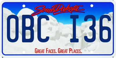SD license plate 0BCI36