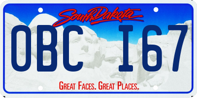 SD license plate 0BCI67