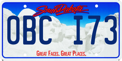 SD license plate 0BCI73