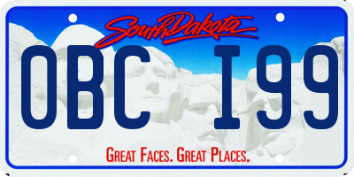 SD license plate 0BCI99