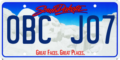 SD license plate 0BCJ07