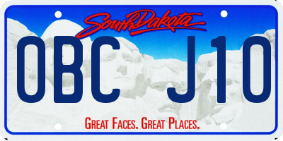 SD license plate 0BCJ10
