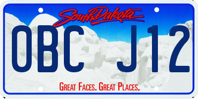SD license plate 0BCJ12