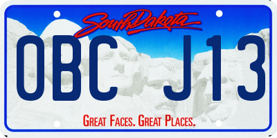 SD license plate 0BCJ13