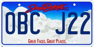 SD license plate 0BCJ22