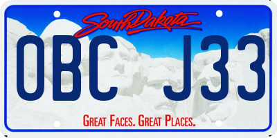 SD license plate 0BCJ33