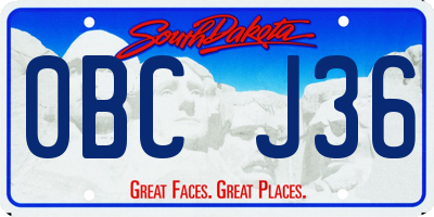 SD license plate 0BCJ36