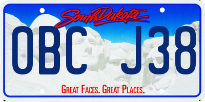 SD license plate 0BCJ38