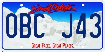 SD license plate 0BCJ43