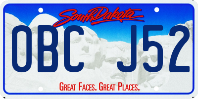 SD license plate 0BCJ52