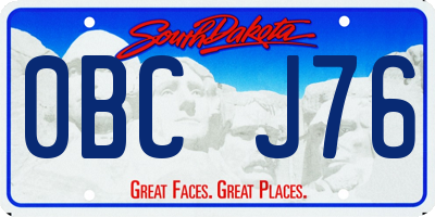 SD license plate 0BCJ76