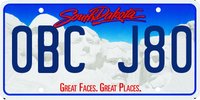 SD license plate 0BCJ80