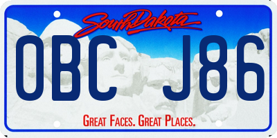 SD license plate 0BCJ86