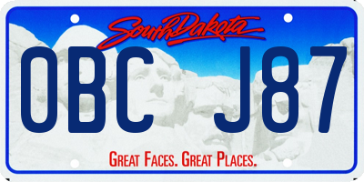 SD license plate 0BCJ87