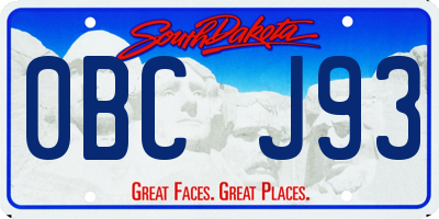 SD license plate 0BCJ93