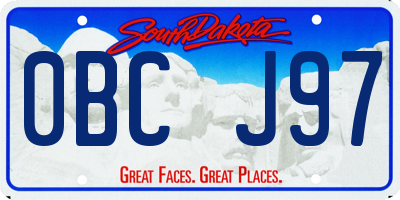 SD license plate 0BCJ97