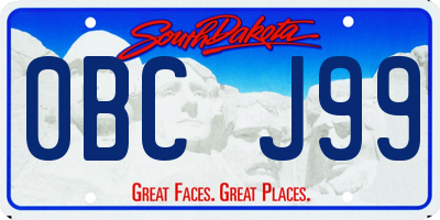 SD license plate 0BCJ99