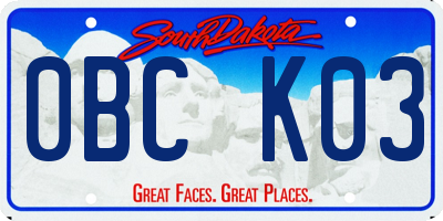 SD license plate 0BCK03