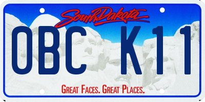 SD license plate 0BCK11
