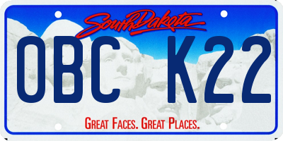 SD license plate 0BCK22