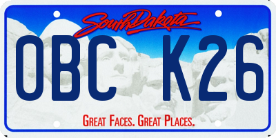 SD license plate 0BCK26