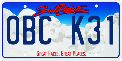 SD license plate 0BCK31