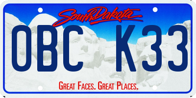 SD license plate 0BCK33
