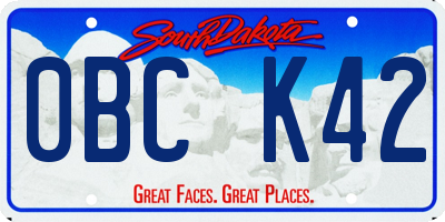 SD license plate 0BCK42
