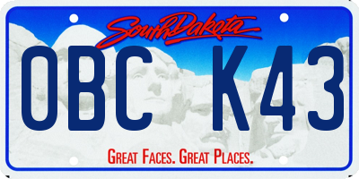 SD license plate 0BCK43