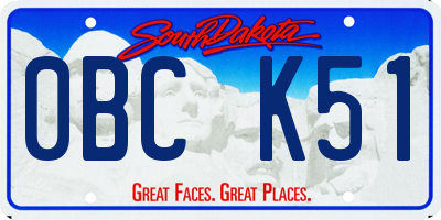 SD license plate 0BCK51