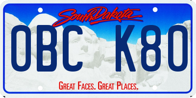 SD license plate 0BCK80