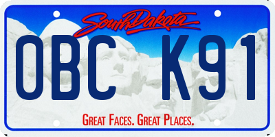 SD license plate 0BCK91
