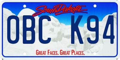 SD license plate 0BCK94