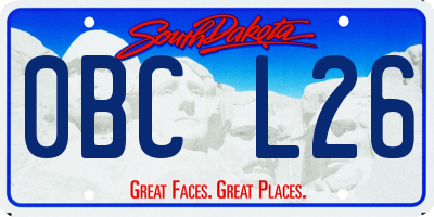 SD license plate 0BCL26