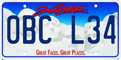 SD license plate 0BCL34