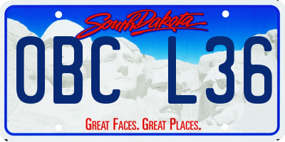 SD license plate 0BCL36