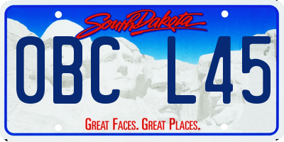 SD license plate 0BCL45