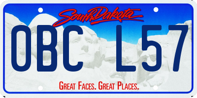 SD license plate 0BCL57