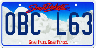 SD license plate 0BCL63