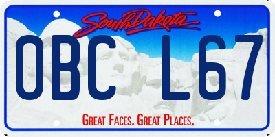 SD license plate 0BCL67