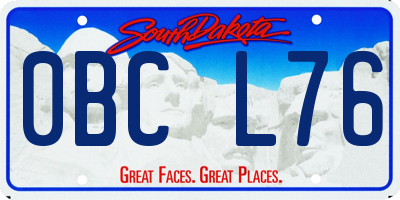 SD license plate 0BCL76