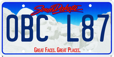 SD license plate 0BCL87