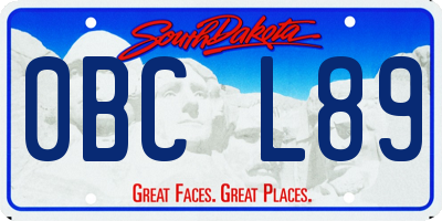 SD license plate 0BCL89