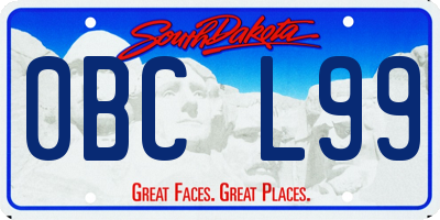 SD license plate 0BCL99